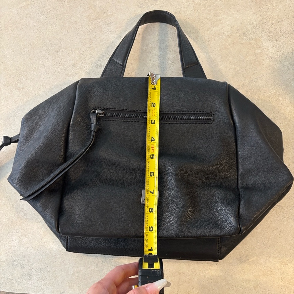 KOOBA BLACK LEATHER PASADENA SATCHEL CROSSBODY PURSE BAG STITCHED BACK - Picture 10 of 12